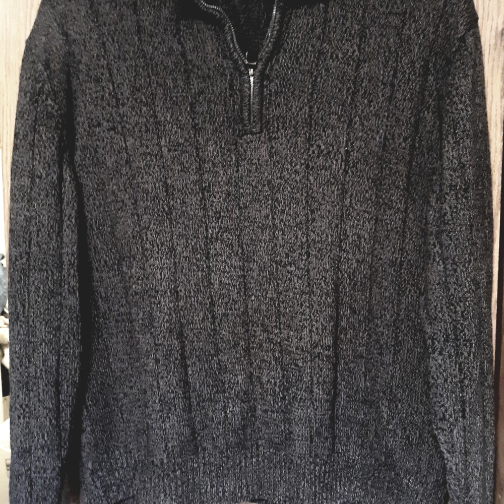 Oscar de la Renta Charcoal Zip-Up Sweater